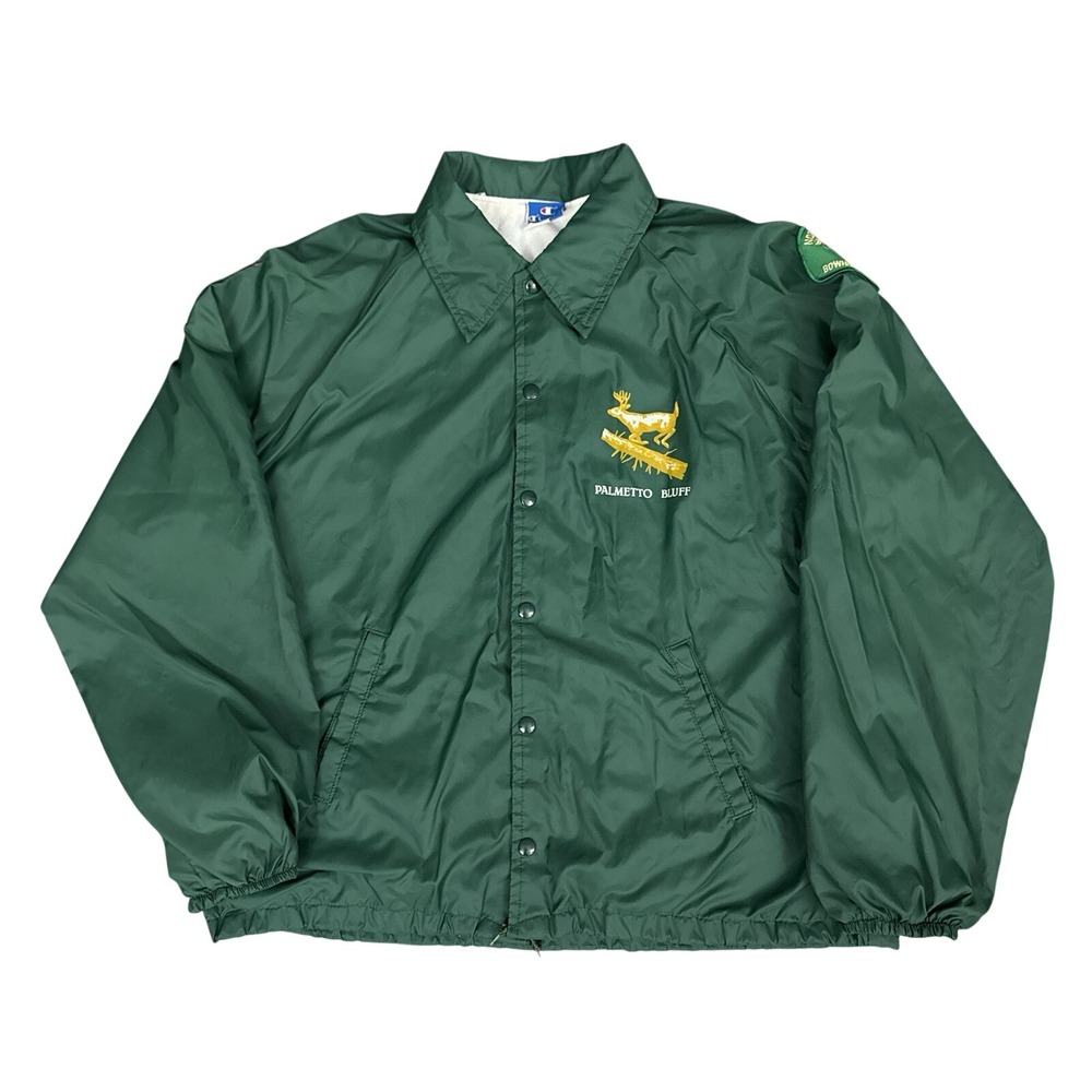 Vintage Champion Snap Button Jacket Deer Buck Hunting Patches Bowhunters Lenoir